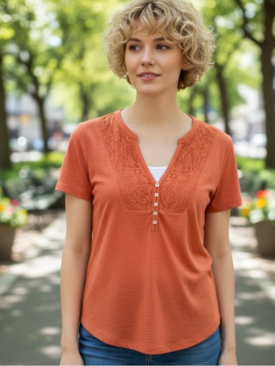 Tops - Northcrest Orange short Sleeve Top